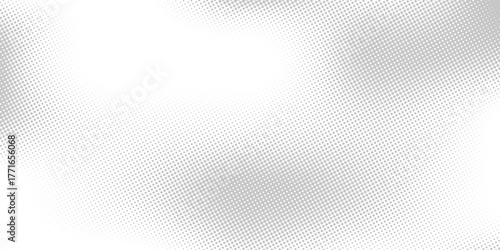 Halftone gradient. Dotted gradient, smooth dots spraying and halftones dot background seamless horizontal geometric pattern vector template set.