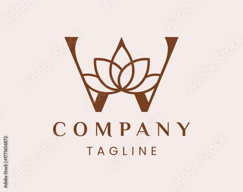 Letter W Elegant Lotus Flower Logo Design