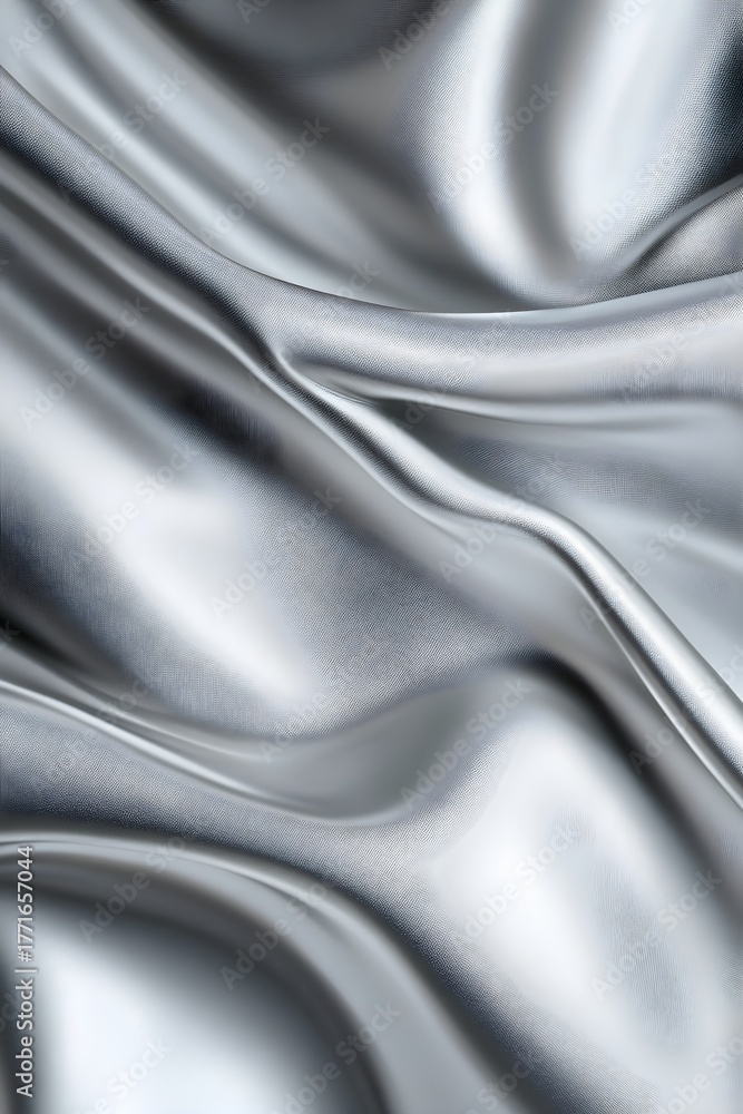 Fototapeta premium Silver Gray Metallic Fabric Draped Abstract Background