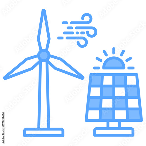 Renewable Energy Blue Icon