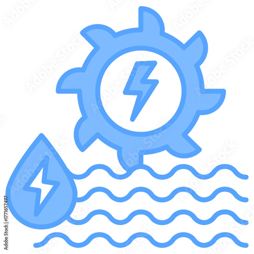 Hidropower Energy Blue Icon