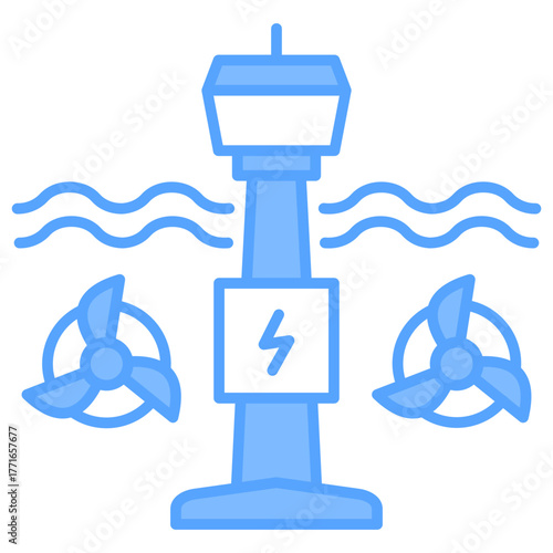 Tidal Power Blue Icon