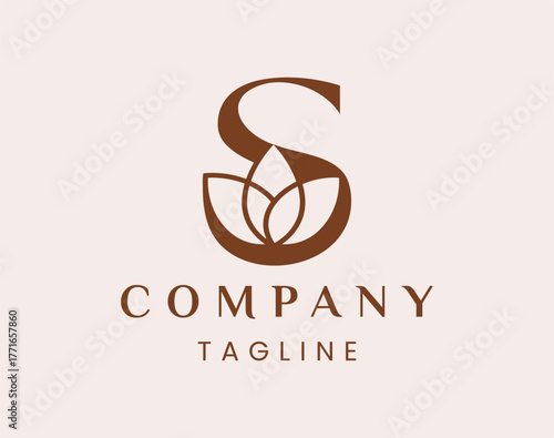 Letter S Elegant Lotus Flower Logo Design