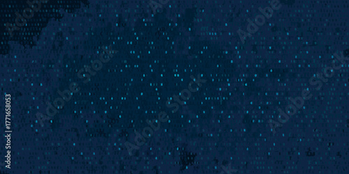 Abstract dark blue background with glowing digital data points and textured grunge overlay