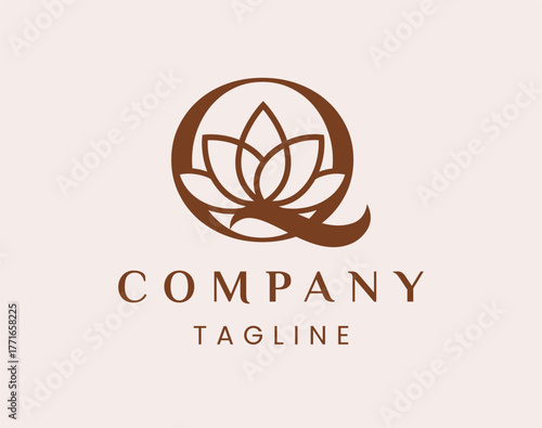 Letter Q Elegant Lotus Flower Logo Design