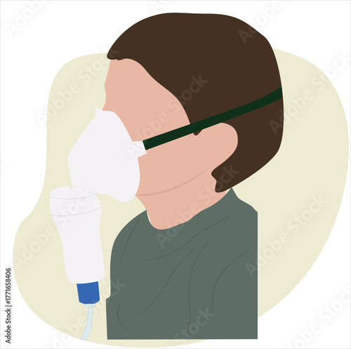 little boy wearing an oxygen mask