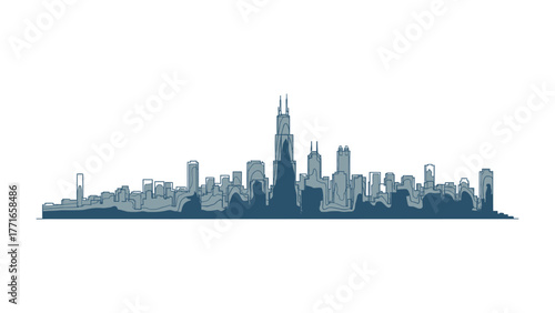 Cityscape Skyline Silhouette: Capturing the intricate silhouette of an urban skyline, the image highlights the architectural grandeur and modern aesthetic of the city.