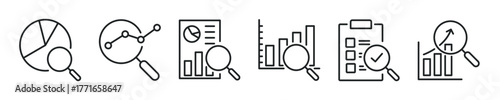Statistic thin line icon set. Web minimal editable stroke icons