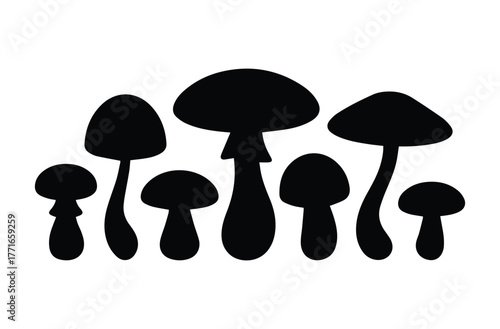 Mushroom Silhouettes Vector Icons Set
