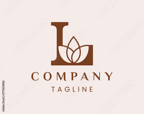 Letter L Elegant Lotus Flower Logo Design