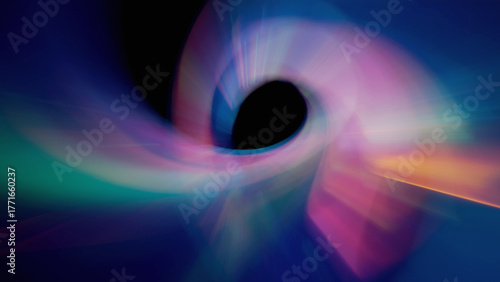 Abstract colorful light streaks forming a dynamic vortex on a dark background