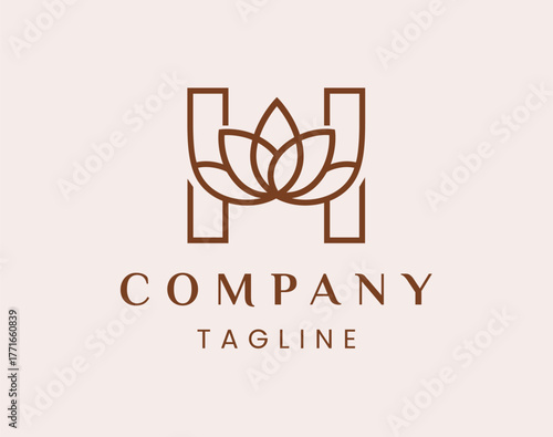 Letter H Elegant Lotus Flower Logo Design