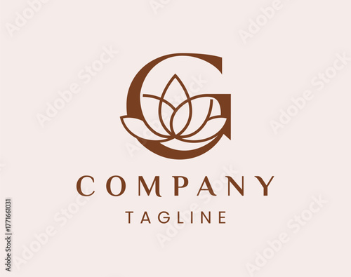 Letter G Elegant Lotus Flower Logo Design