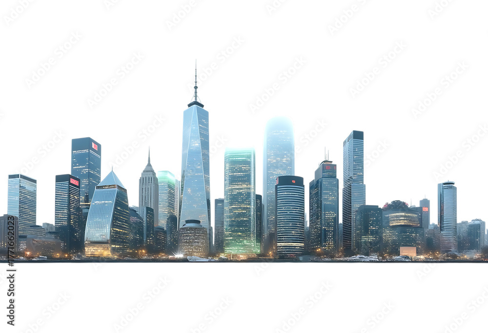 Obraz premium City skyline with skyscrapers and modern architecture