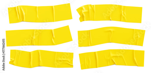 Paper adhesive tape. Sticker shape. Yellow piece scotch. Scrapbook design. Old label duct. Sticky strip. elements set