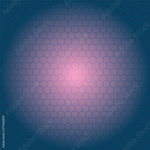 Blue and pink honeycomb structure background with soft glow effect