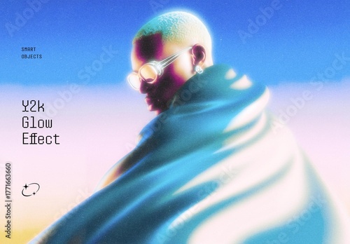 Y2K Glowing Photo Effect Mockup