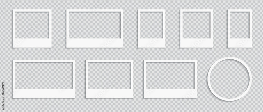 Fototapeta premium Realistic polaroid empty photo frame mock up with shadow Vector illustration