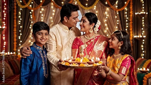 Celebrating diwali family tradition indian festival of lights hinduism culture happiness togetherness and love