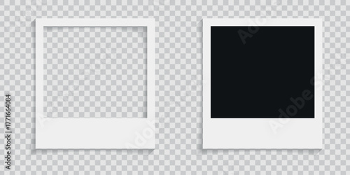 Realistic polaroid empty photo frame mock up with shadow Vector illustration
