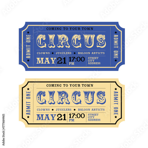 Circus, event, cinema, theater retro tickets