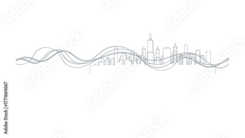Cityscape Serenity: An artistic rendering of a serene cityscape, featuring elegant lines and curves that convey a sense of calm and sophistication.
