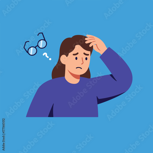 A graphic showing a concerned person with glasses and a question mark, indicating a problem or confusion