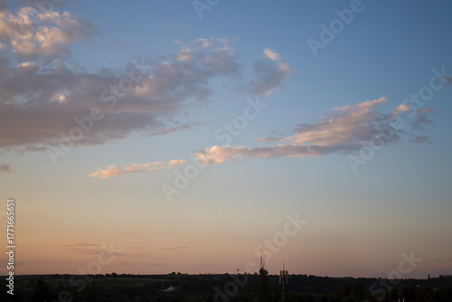 Sunset sky above the horizon.