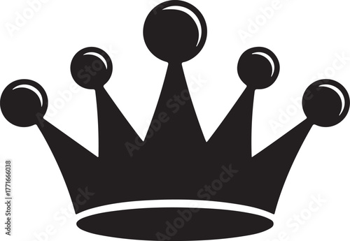 black and white crown silhouette vector icon