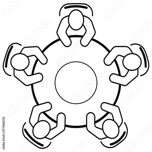 Boardroom meeting Round table discussion. Icon symbol illustration