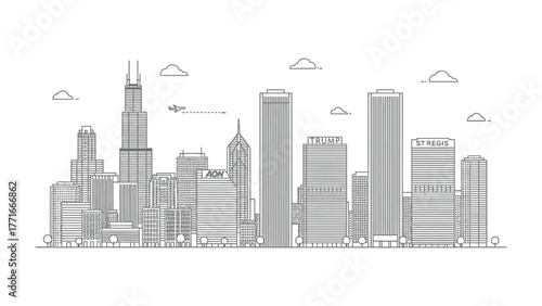 Skyline Silhouette: A minimalistic yet striking illustration of a dynamic cityscape, with sleek skyscrapers and architectural marvels. It evokes a sense of urban elegance and modern design.