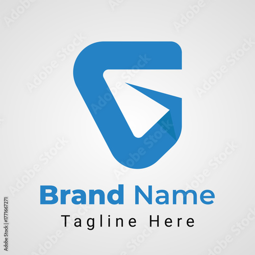 Letter G Airplane Paper Logo,Elegant and simple letter G with Airplane Paper Origami negative space