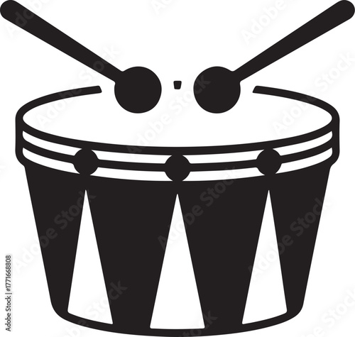 bold filled drum silhouette cartoon