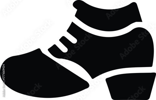 Shoe icon, Black silhouette icon of a shoe with a heel and laces, symbolizing footwear, fashion, walking, or clothing.

