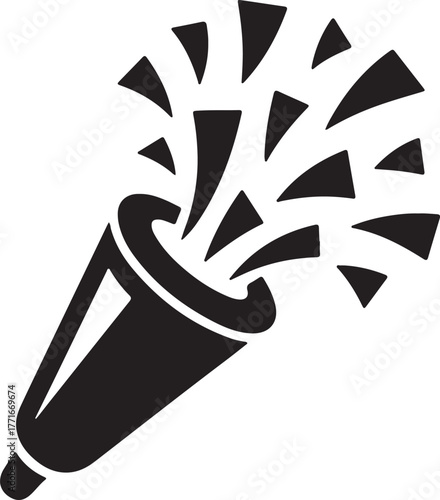 filled confetti popper bold black vector design