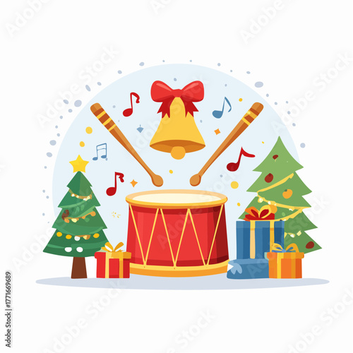 Christmas Music Icon Set – Flat Vector