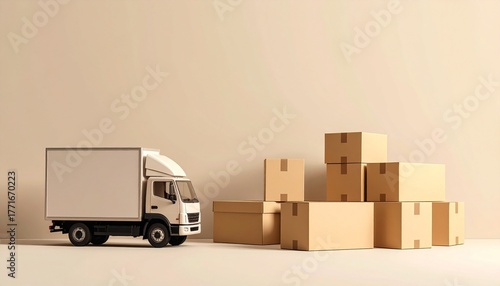 Delivery truck with boxes ready for shipping, fast and reliable service for your business needs