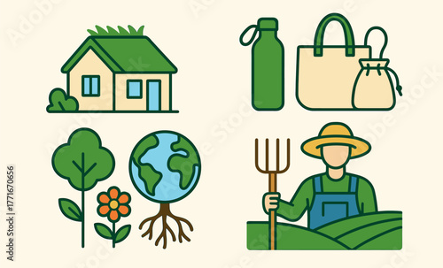 Eco lifestyle and sustainable agriculture vector illustration