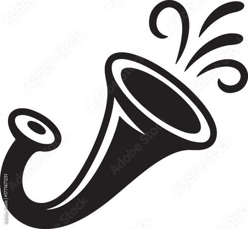 cartoon style confetti popper silhouette black vector sticker