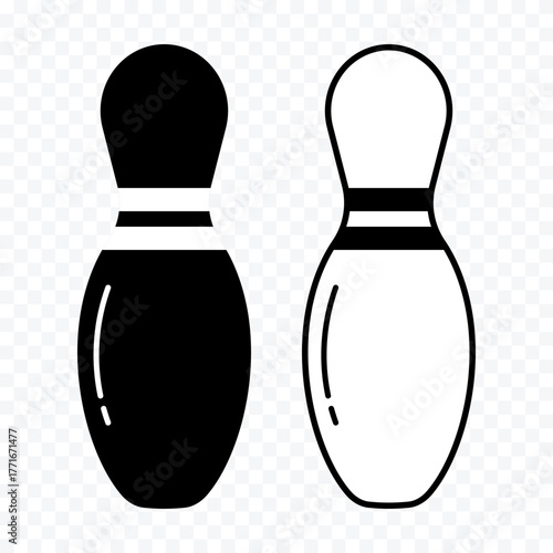 Bowling pins, design elements for active recreation and sports.
