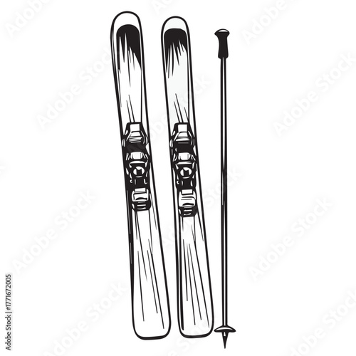 ski boards and ski poles