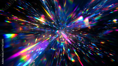 虹色に輝くプリズム光の抽象背景