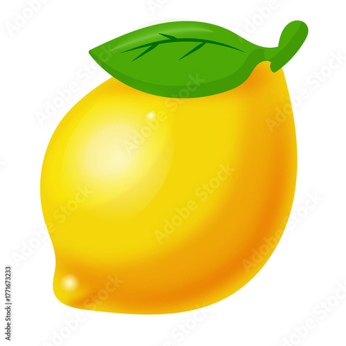 Lemon isolated on transparent background. Vector cartoon illustration.