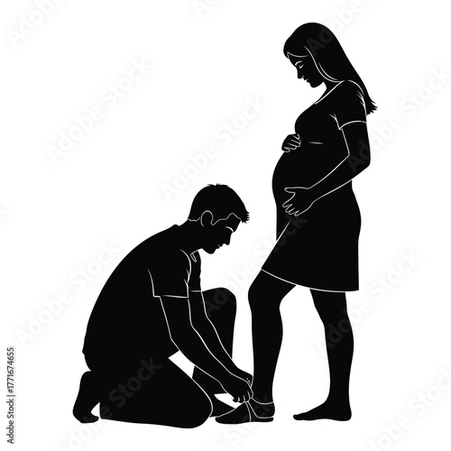 Couple embracing pregnancy a tender silhouette scene capturing anticipation and love awaiting new life with gentleness silhouette