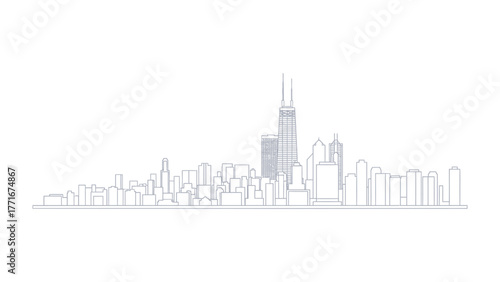 Urban Silhouette: Minimalist cityscape illustration, capturing the essence of city's architecture and design with clean lines and shapes. 