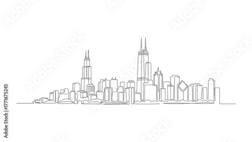 Urban Silhouette: A minimalistic outline of a modern city skyline. This piece captures the essence of urban architecture.