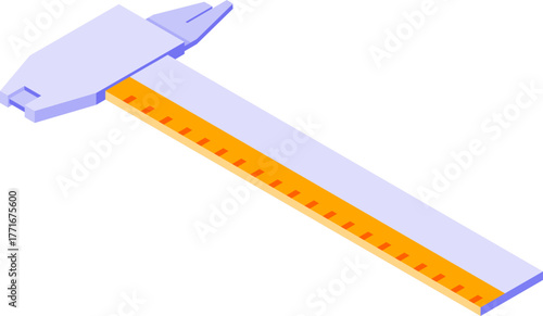 Isometric vernier caliper icon for precision measurement. Vector illustration of an industrial engineering and workshop tool
