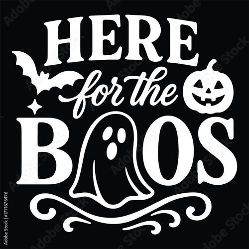 Here For The Boos Halloween Icon Design
