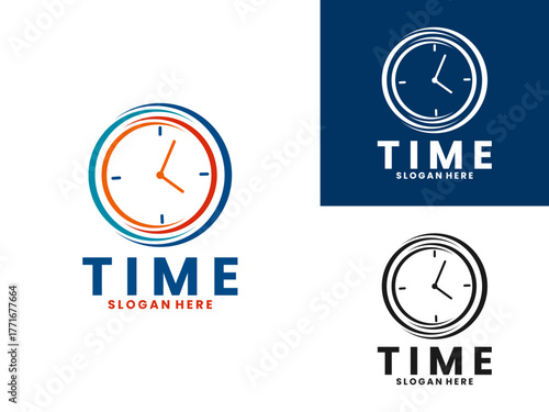 Clock illustration logo design vector template. Time logo design icon