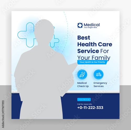 Medical healthcare social media post design template 